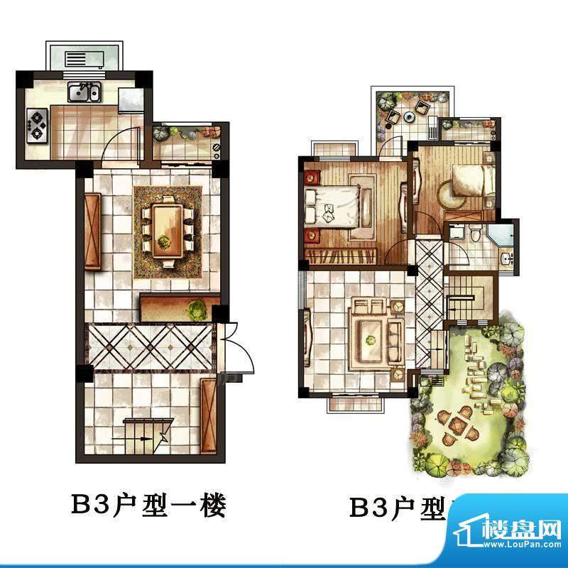 太湖香树湾花园户型图B3户型 2面积:104.65平米
