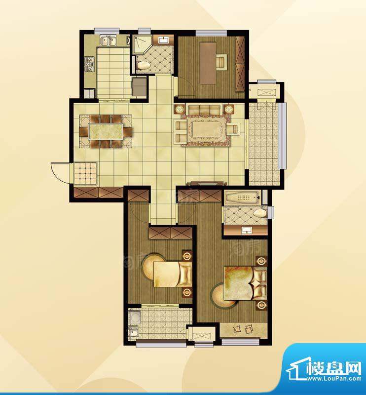 武进吾悦广场户型图二期C户型 面积:136.00平米