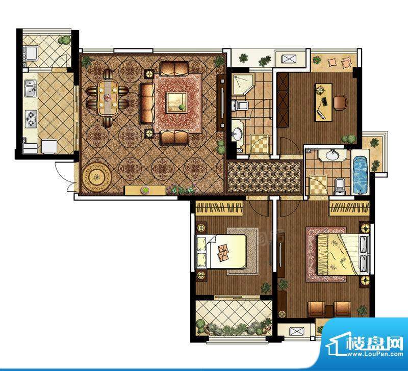 典雅花园户型图22#楼户型 3室2面积:134.00平米