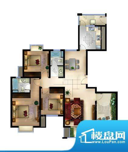 城置御水华庭户型图6#户型 3室面积:137.00平米