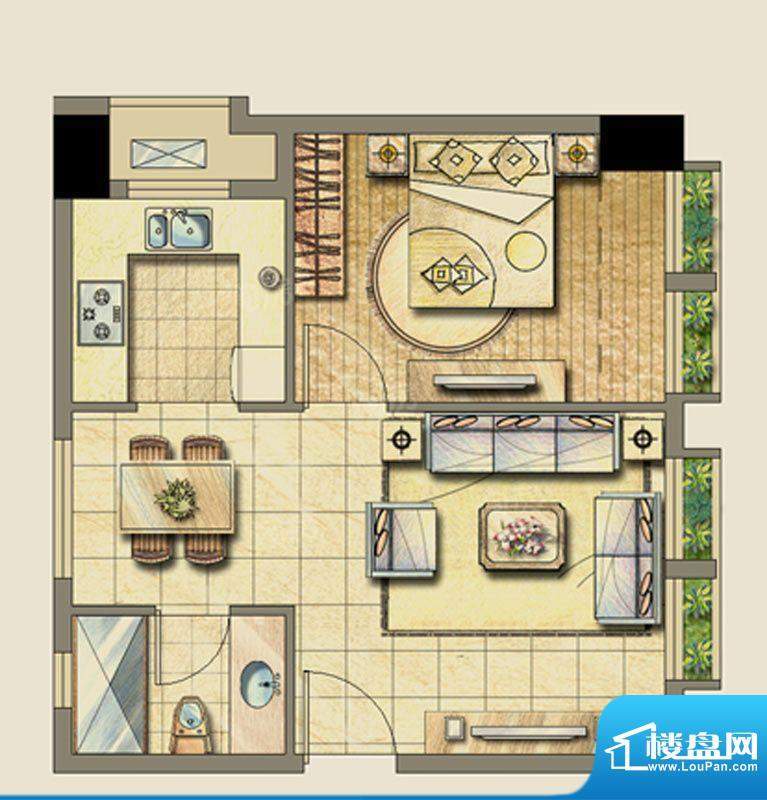 金地假日广场户型图户型图 1室面积:62.32平米