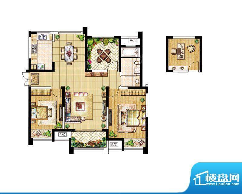 绿洲天逸城户型图10#楼E1户型 面积:116.00平米