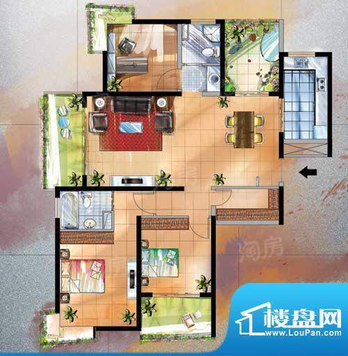 天隽峰户型图9#、10#楼A户型 3面积:142.00平米