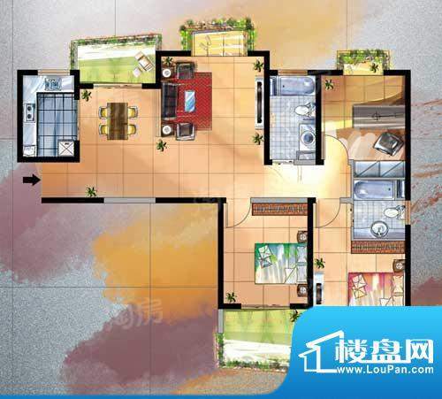 天隽峰户型图9#、10#楼D户型 3面积:133.00平米