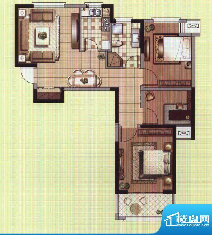 龙德花园户型图B2户型 3室2厅1面积:89.35平米