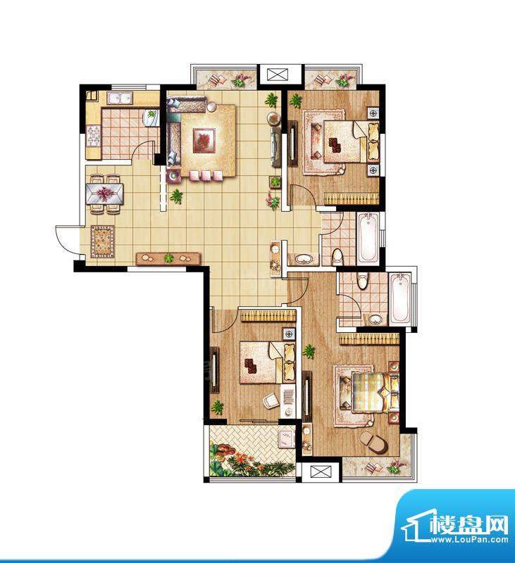 牡丹祥龙苑户型图一期15层G户型面积:137.00平米
