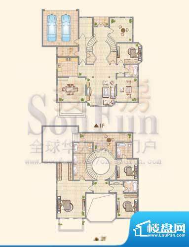 龙城福第户型图F 4室3厅4卫1厨面积:370.00平米