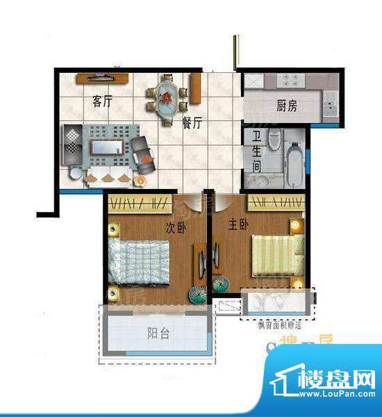 景瑞英郡户型图两室两厅一卫一