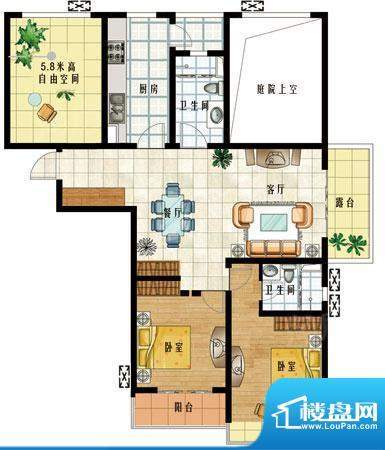 随园锦湖公寓户型图A3偶户型(在面积:108.00平米