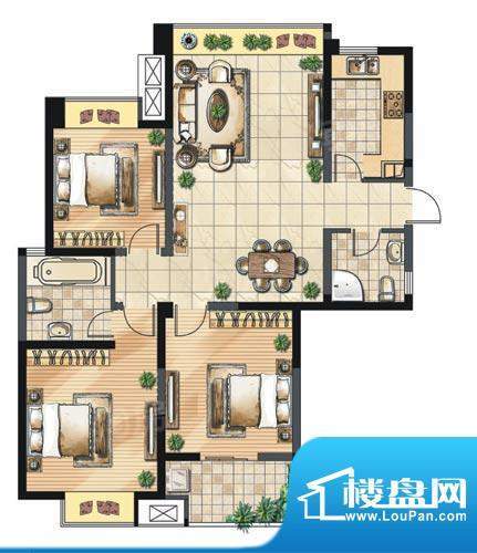 凤凰名城户型图三期F户型 3室2面积:115.26平米