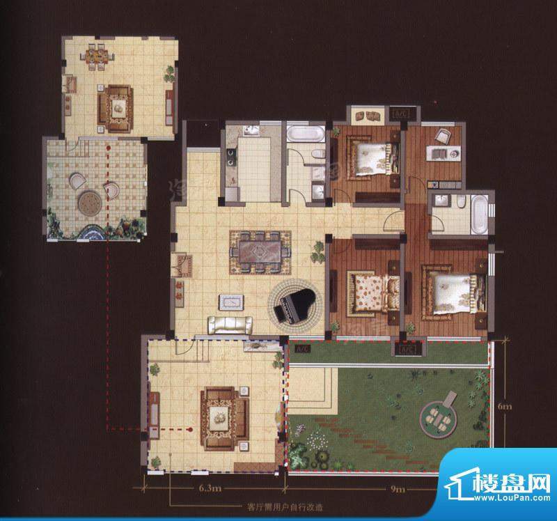 嘉城尚郡户型图C1户型 3室2厅2面积:152.00平米