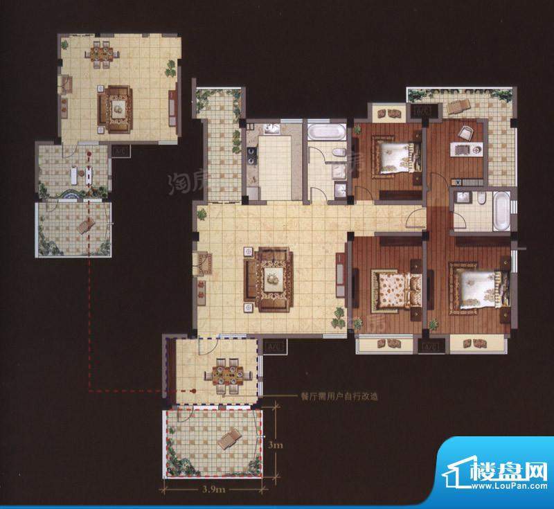 嘉城尚郡户型图C5户型 3室2厅2面积:144.00平米