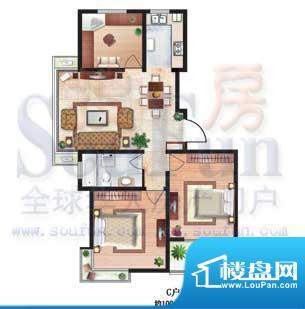 枫逸人家户型图c户型 3室2厅1卫面积:100.82平米