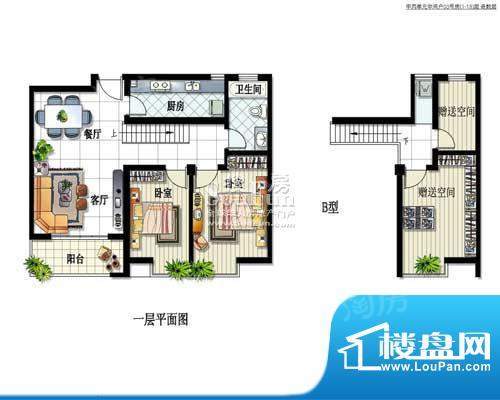 香树湾花园别墅户型图云景b 2室面积:95.72平米