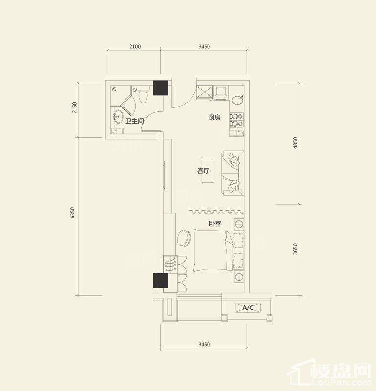 万通金府国际1室1厅1卫