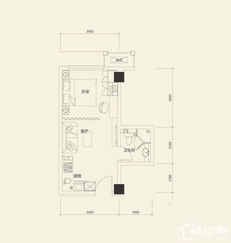 万通金府国际1室1厅1卫