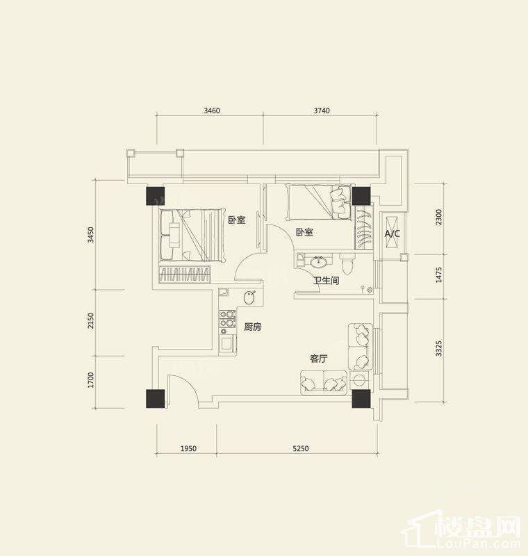 万通金府国际2室1厅1卫