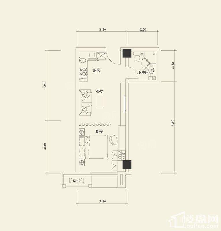 万通金府国际1室1厅1卫