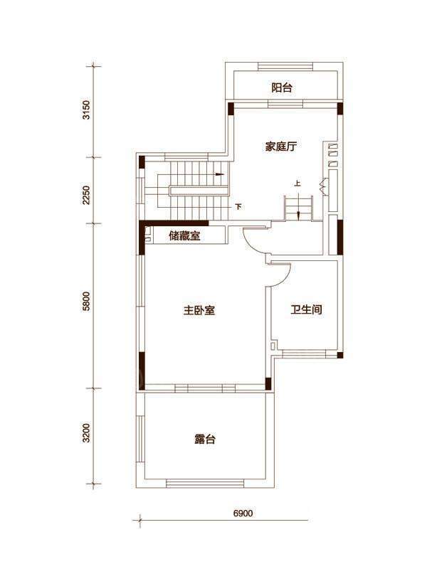一期联排别墅B户型三层平面图