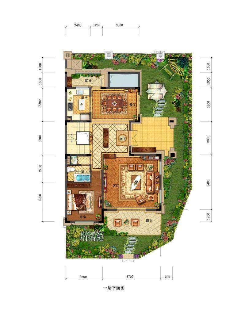 合院D3户型 奢景会客区（一层）