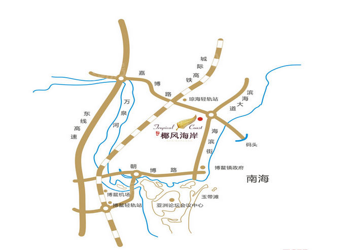 博鳌椰风海岸位置图