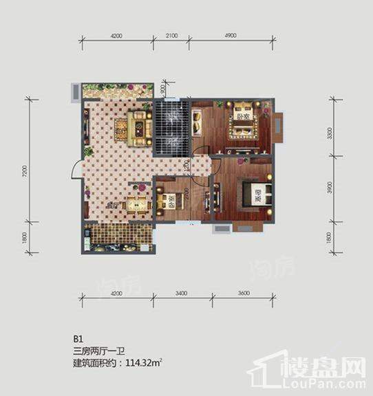 林河春天3室2厅1卫
